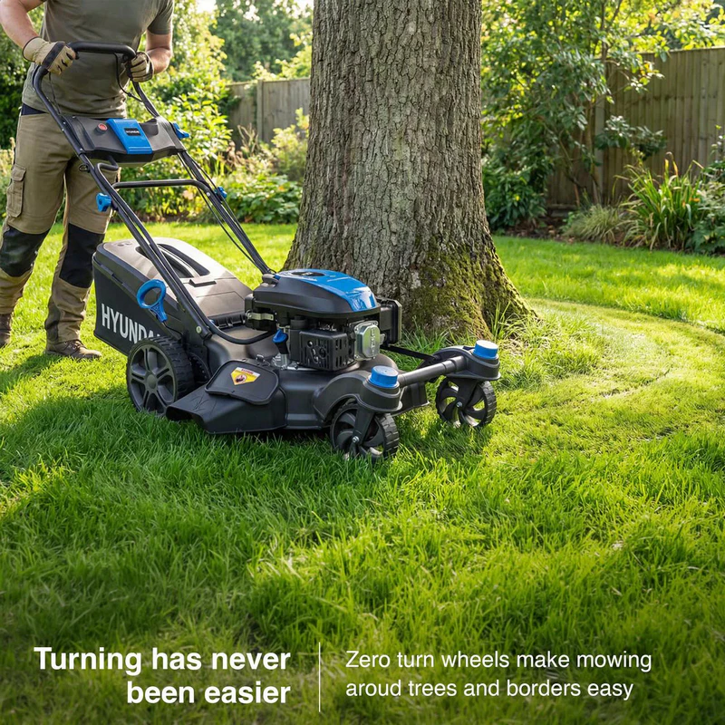 Hyundai 20" / 51cm Zero Turn Self-Propelled Petrol Lawnmower, Electric Start, 196cc