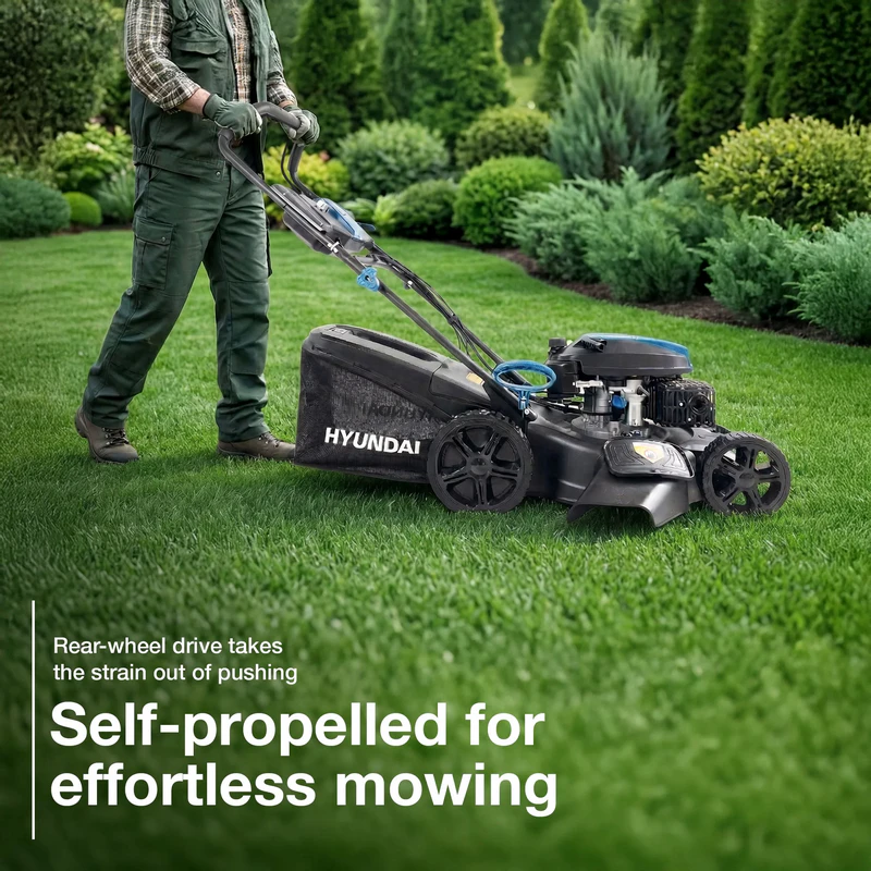 Hyundai 20" / 51cm Self-Propelled Petrol Lawnmower, Electric Start, 196cc