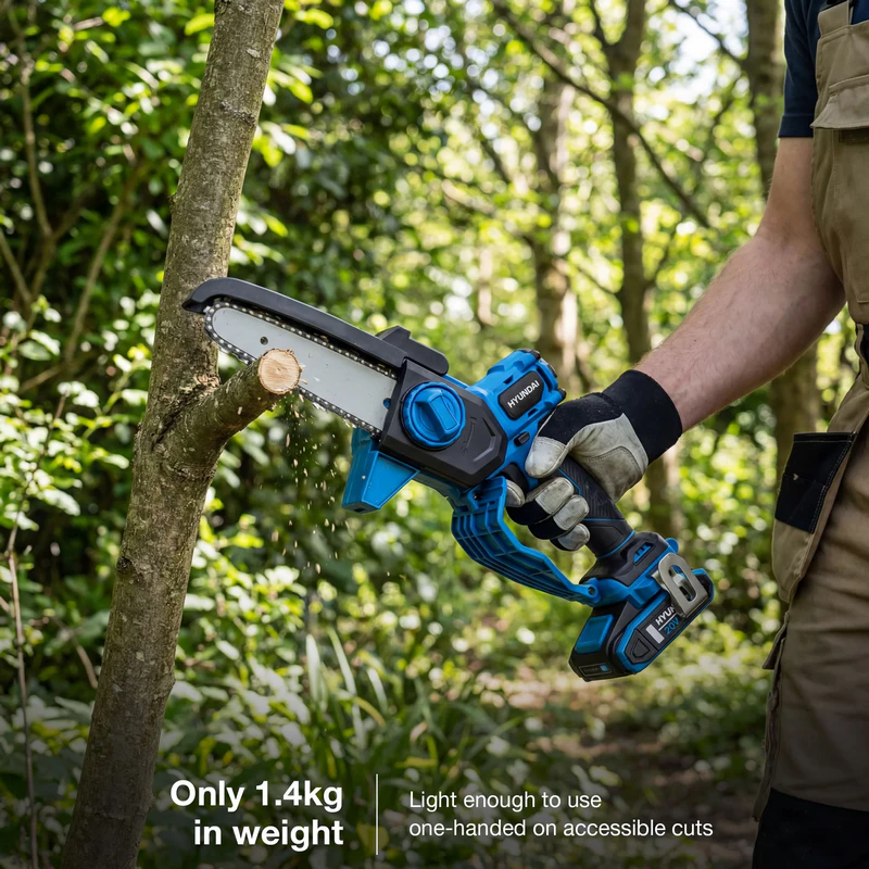 Hyundai 6" 20V Mini Chainsaw, Includes Chain, 2Ah Battery & Charger