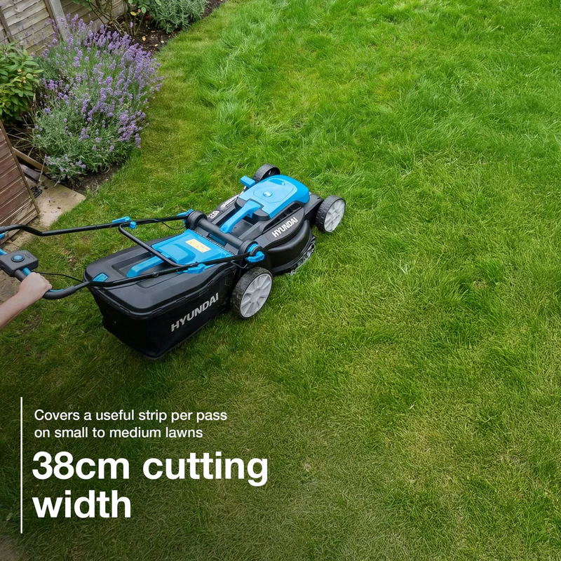 Hyundai 38cm / 15" 40V (2x20V) Brushless Cordless Lawnmower, 36L Bag