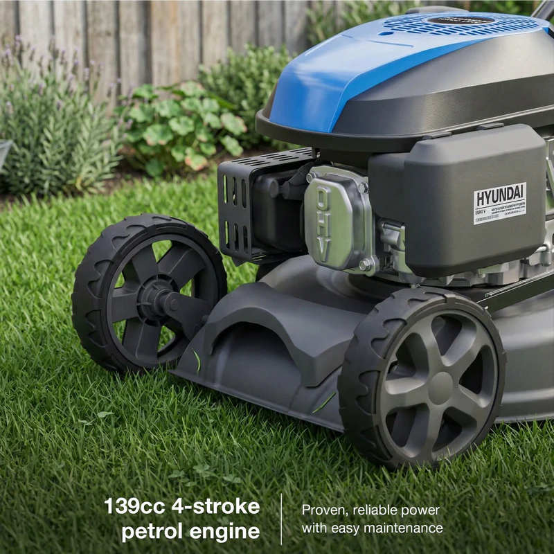 Hyundai 17" / 43cm Self-Propelled Petrol Lawnmower, 139cc, Mulching