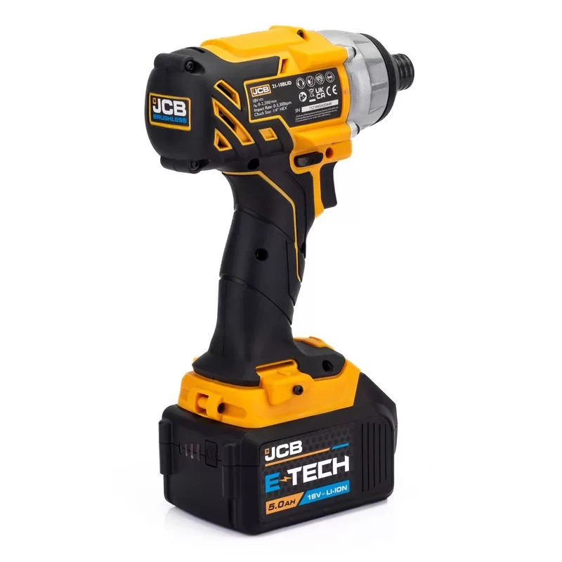 JCB 18V Brushless Impact Driver, 180Nm, 5.0AH Li-ion Battery, 2.4A Charger