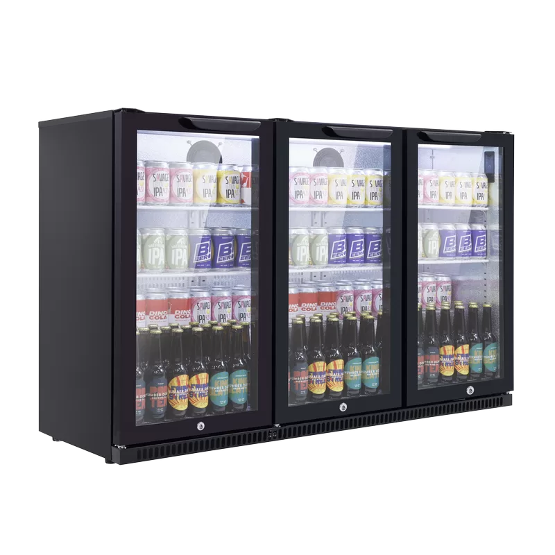 Sealey Baridi Back Bar Drinks Fridge/Cooler with Triple Hinged Door 307L - Black