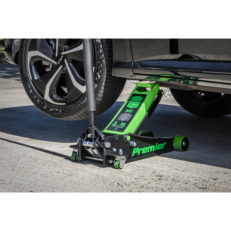 Sealey Premier Low Profile Trolley Jack with Rocket Lift 4 Tonne - Green
