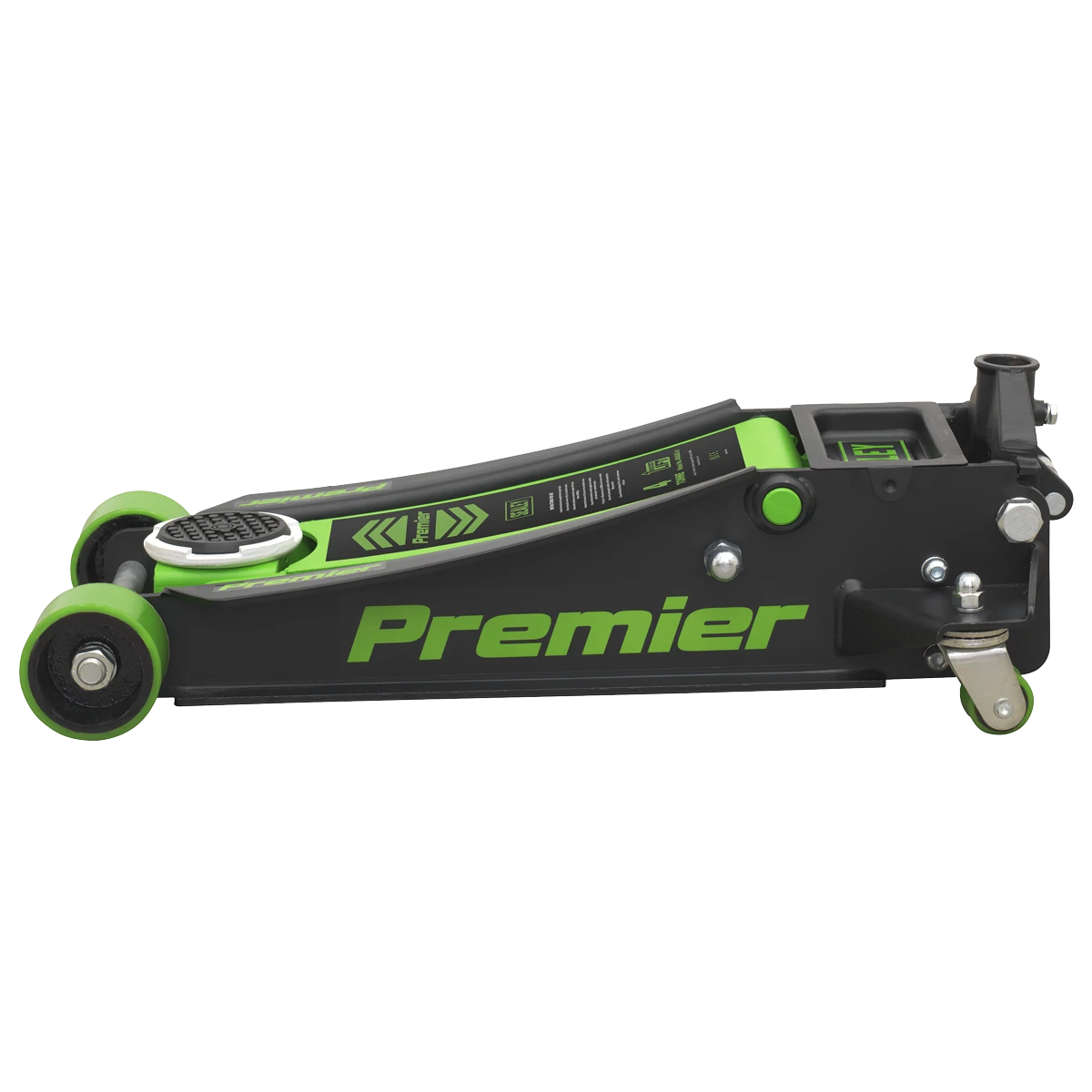 Sealey Premier Low Profile Trolley Jack with Rocket Lift 4 Tonne - Green