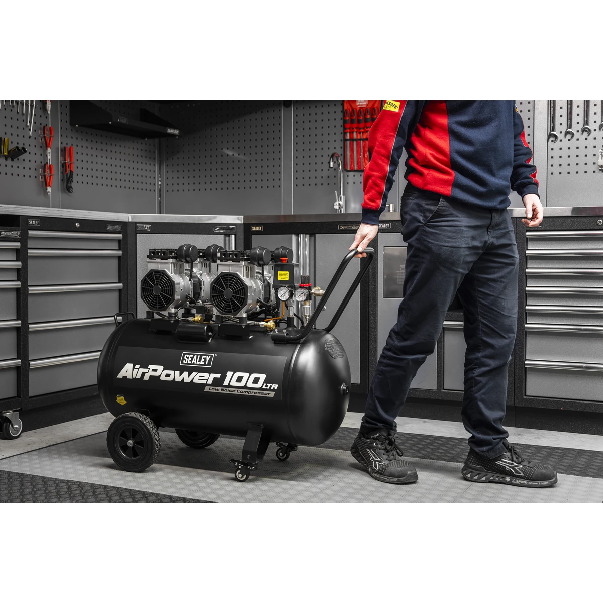 Sealey 100L Oil Free Low Noise Direct Drive Air Compressor 2 x 2hp