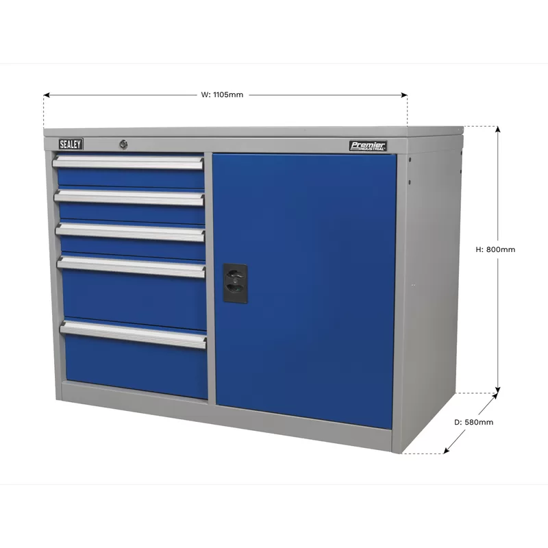 Sealey Premier Industrial™ Cabinet/Workstation with 5 Drawers & 1 Shelf