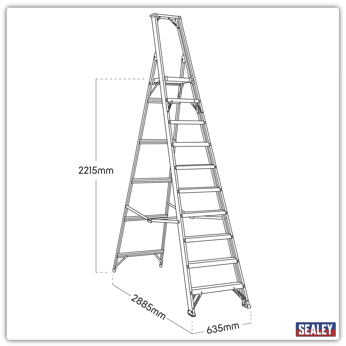 Sealey Industrial Step Ladder 10-Tread Aluminium - EN 131