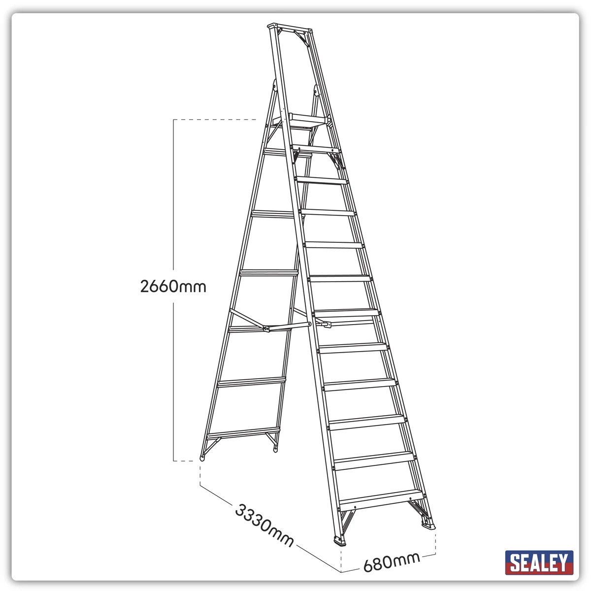 Sealey Industrial Step Ladder 12-Tread Aluminium - BS EN 131
