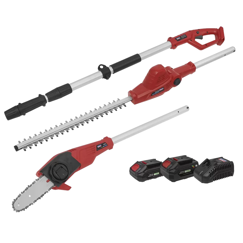 Sealey SV20 Series Cordless Telescopic Hedge Trimmer & Chainsaw Kit 20V - 2 Batteries