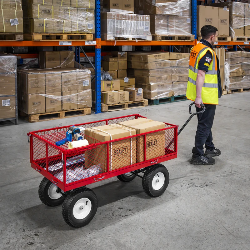 Sealey Platform Truck with Sides Pneumatic Tyres 350kg Capacity