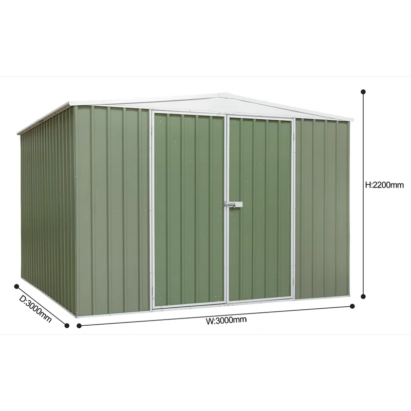 Sealey Dellonda Galvanized Steel Storage Shed with Apex Style Roof 300 x 300 x 220cm - Green
