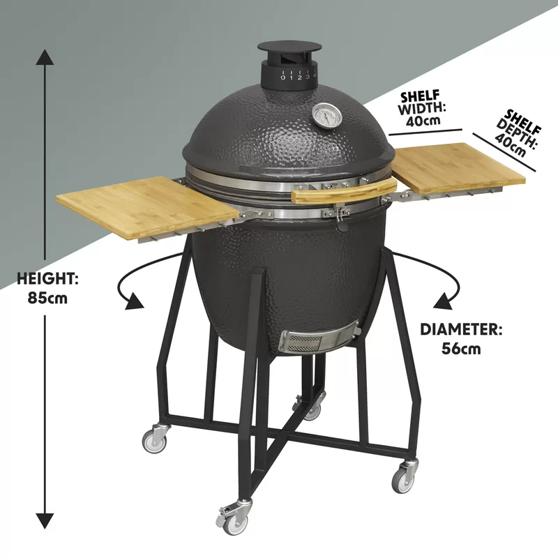 Sealey Dellonda Deluxe 22"(56cm) Ceramic Kamado Style BBQ with Wheeled Stand