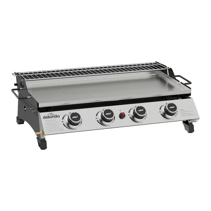 Sealey Dellonda 4 Burner Stainless Steel Portable Gas Plancha with Warming Rack 10kW