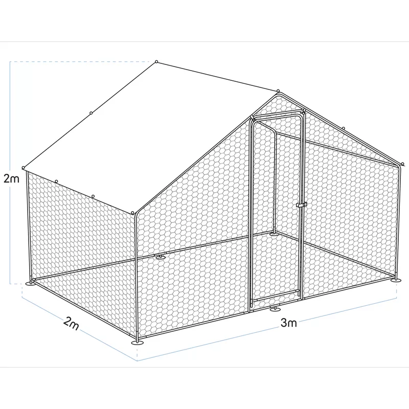 Sealey Dellonda Walk-In Galvanized Steel Chicken Run with Roof Cover & PVC Coated Chicken Wire