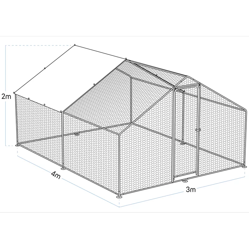 Sealey Dellonda Walk-In Galvanized Steel Chicken Run with Roof Cover & PVC Coated Chicken Wire
