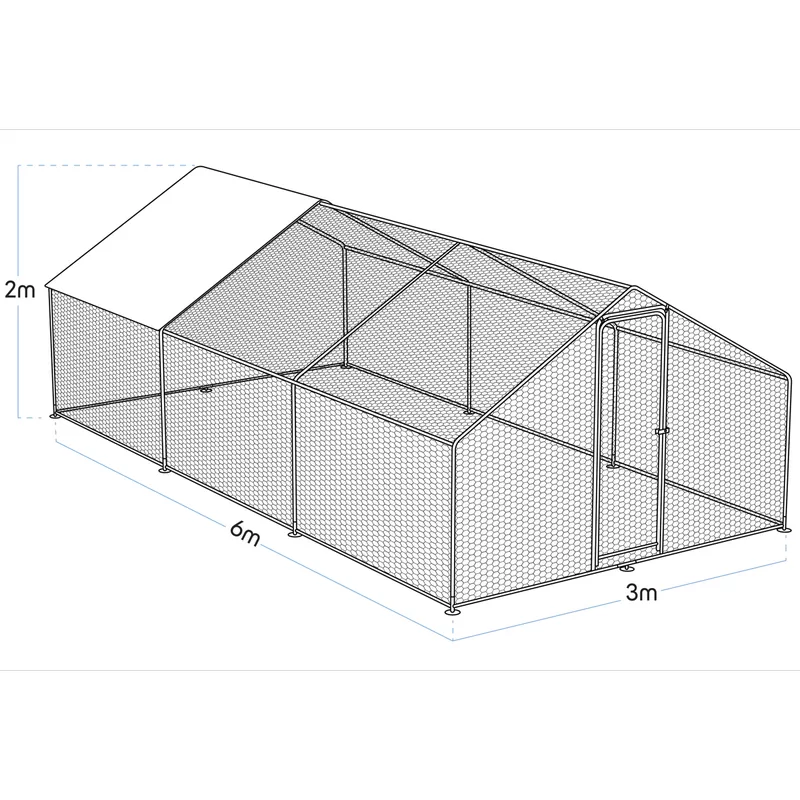 Sealey Dellonda Walk-In Galvanized Steel Chicken Run with Roof Cover & PVC Coated Chicken Wire