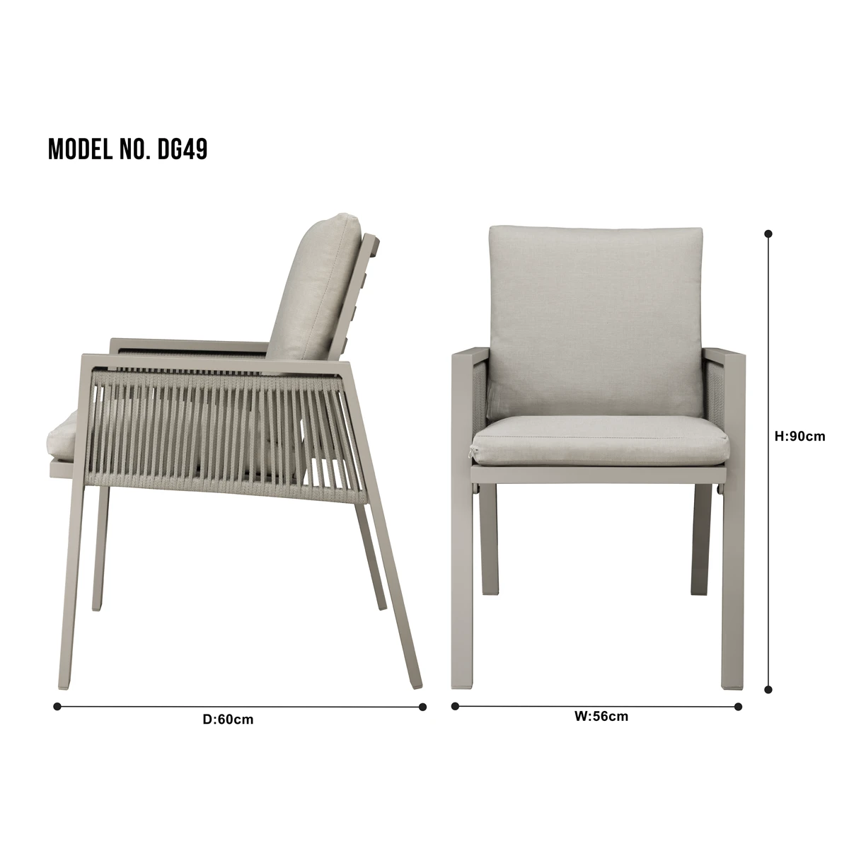 Sealey Dellonda Fusion Garden/Patio Dining Chairs with Armrests 6pc - Light Grey