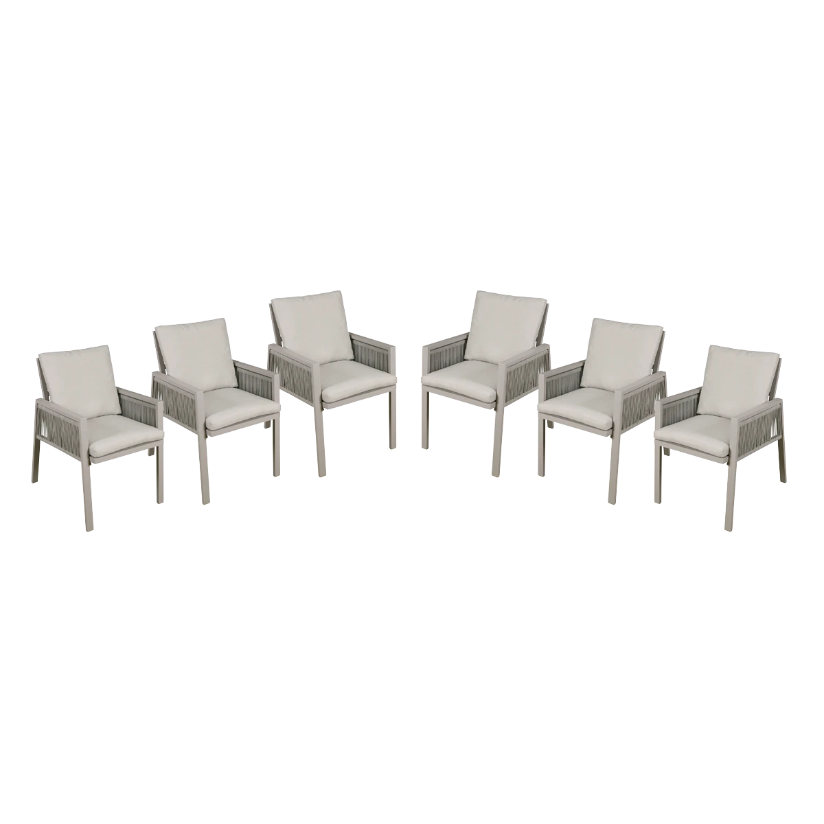 Sealey Dellonda Fusion Garden/Patio Dining Chairs with Armrests 6pc - Light Grey
