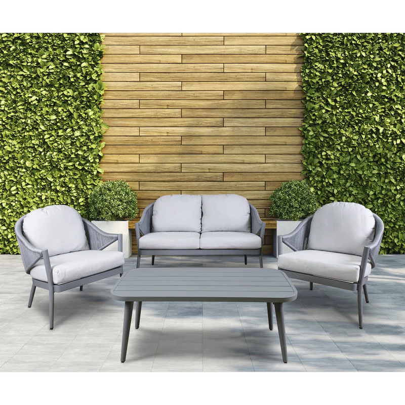 Sealey Dellonda Echo Aluminium Outdoor Sofa, Chair & Coffee Table Set 4pc