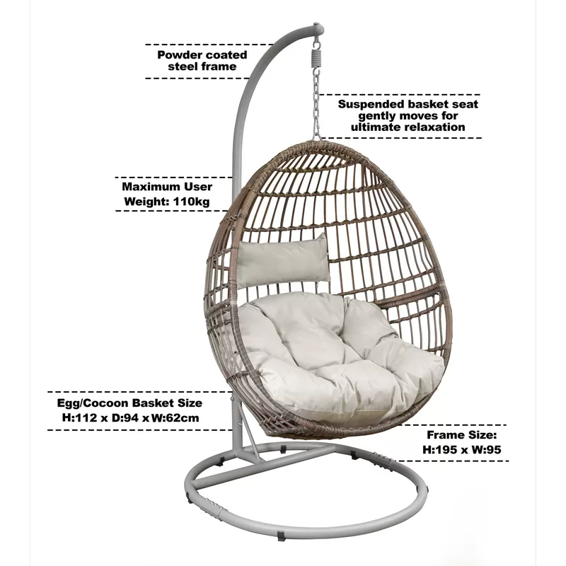 Sealey Dellonda Single Swinging Egg Chair with Cushion