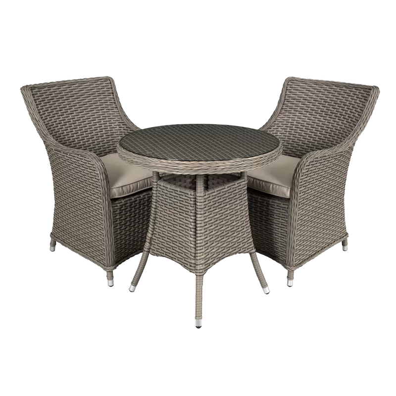 Sealey Dellonda Chester Rattan Wicker Outdoor Dining Set with Tempered Glass Tabletop 3pc