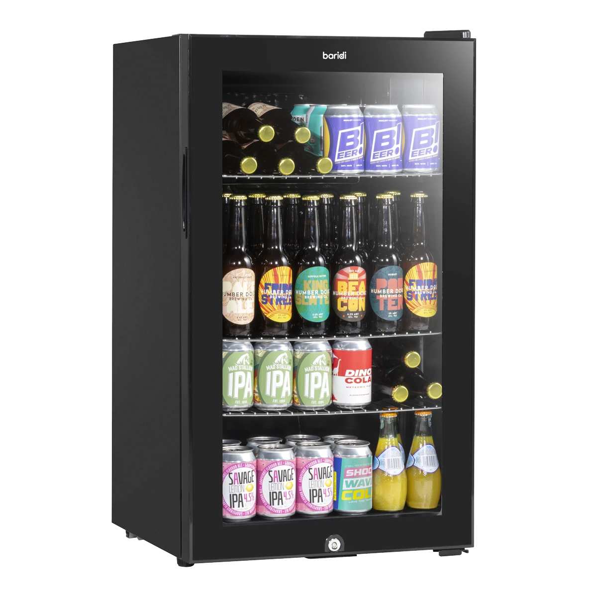 Sealey Baridi Tabletop Beer & Drinks Mini Fridge with Light, 85L - Black