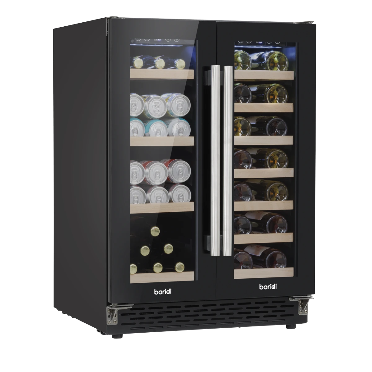 Sealey Baridi 40 Bottle/120 Can Undercounter/Freestanding Dual Zone Wine Fridge & Cooler 60cm