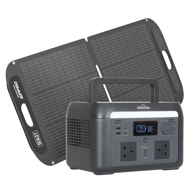 Sealey Dellonda Portable Power Station 600W & ETFE Foldable Solar Panel 110W