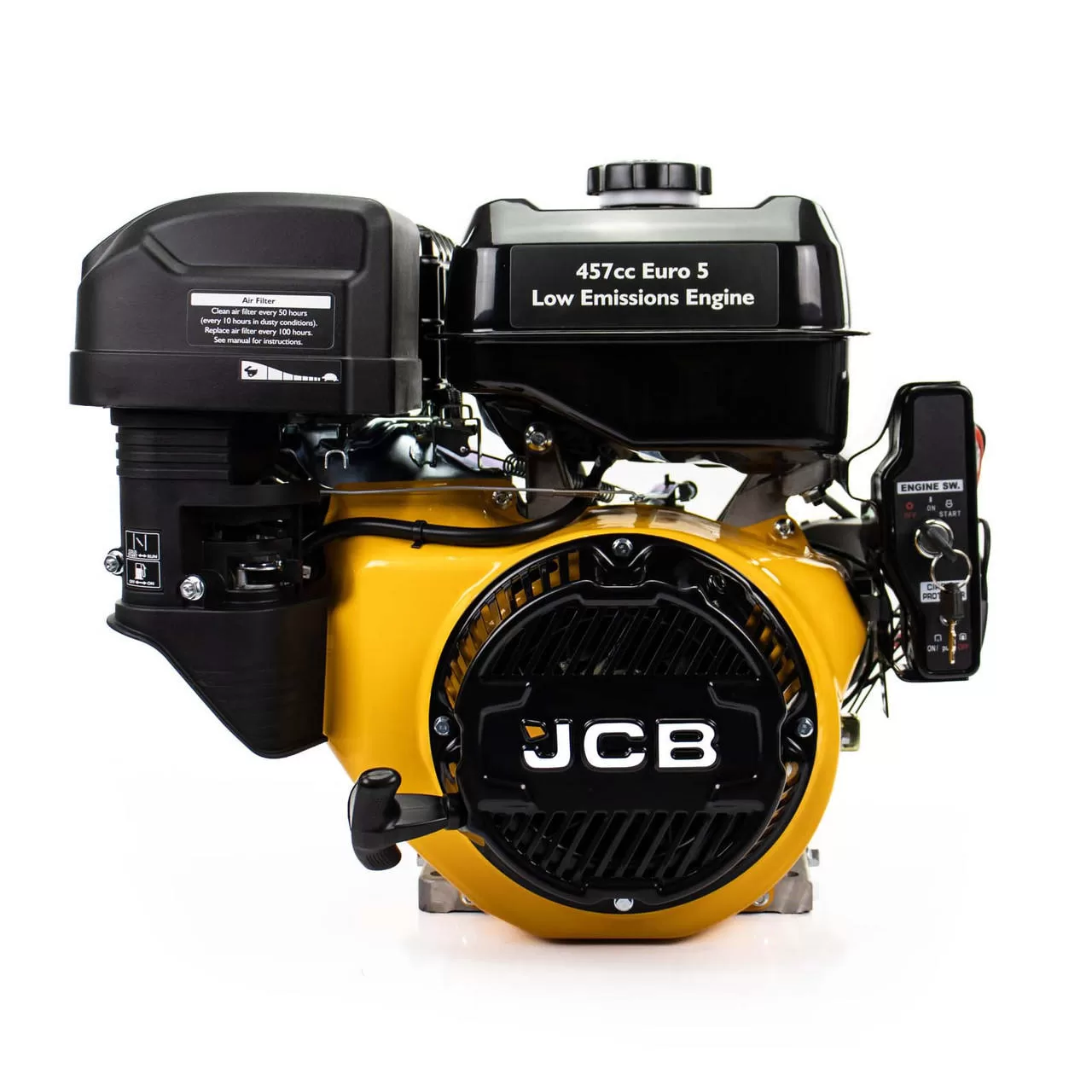 JCB 15hp 25.4mm 1” Petrol Engine, 457cc, 4 Stroke, OHV, Electric Start Horizontal Shaft