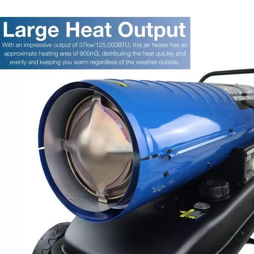 Hyundai 125,000BTU / 37kW Diesel or Kerosene Space Heater, 900m3 Coverage, Thermostat