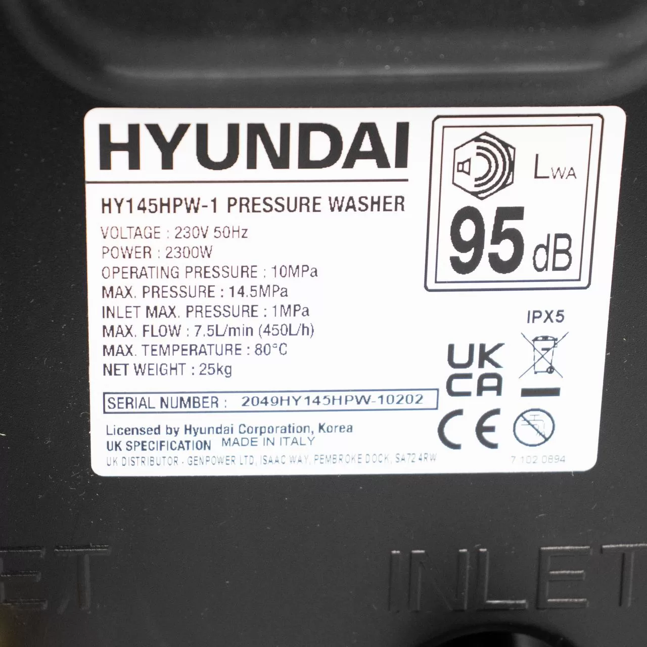 Hyundai 2100psi 145bar Hot Pressure Washer, 80°C 2.3kW Power Jet Washer