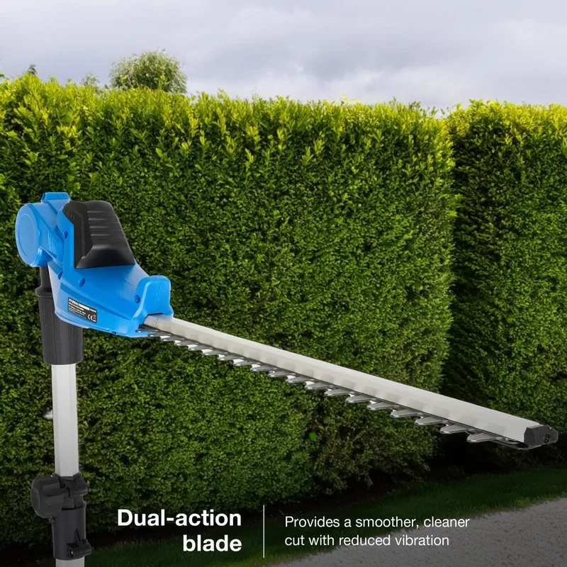 Hyundai 20V 450mm Cordless Pole Hedge Trimmer, 2.6m Long Reach, 2.0Ah li-ion Battery & Charger