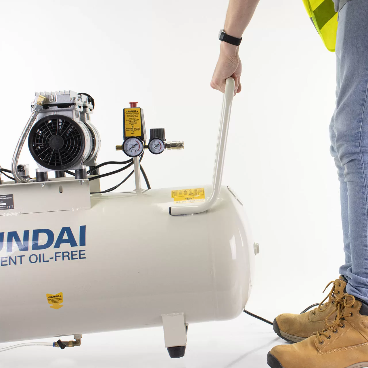 Hyundai 1500W 100L Oil Free Low Noise Electric Air Compressor 11CFM 145psi Direct Drive