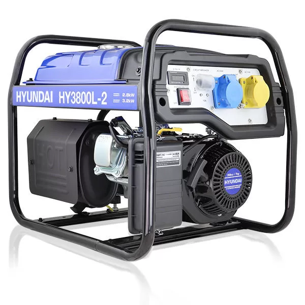 Hyundai 3.2kW / 4kVA* Petrol Site Open Generator with Recoil Start