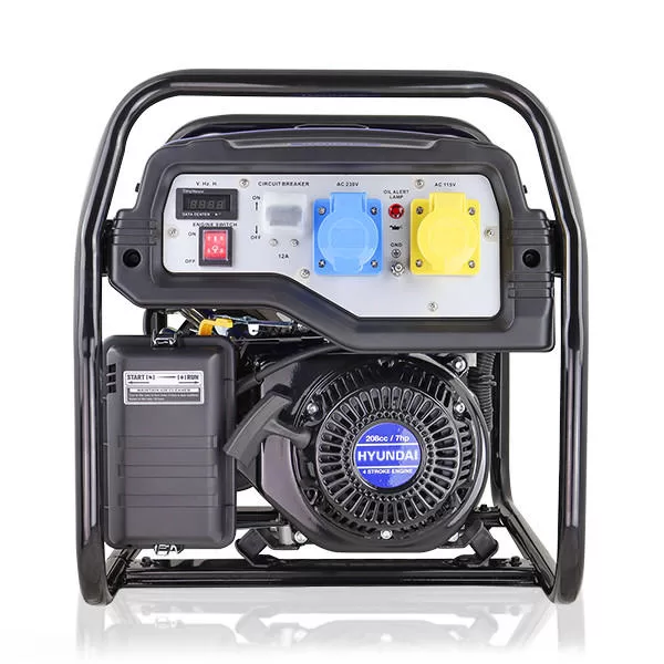 Hyundai 3.2kW / 4kVA* Petrol Site Open Generator with Recoil Start