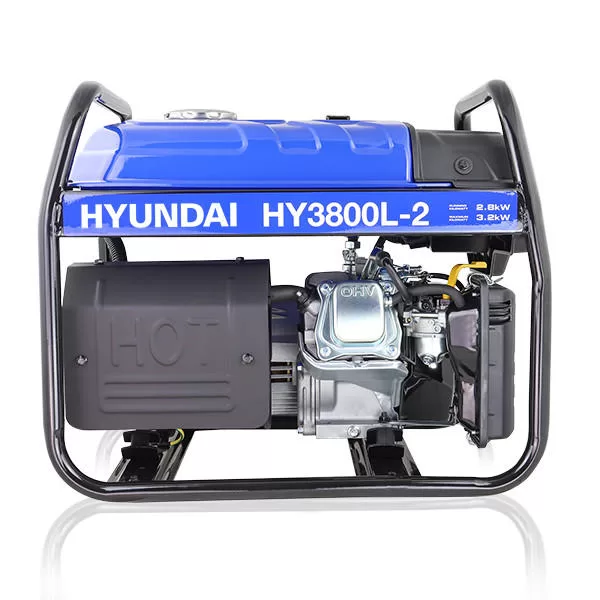 Hyundai 3.2kW / 4kVA* Petrol Site Open Generator with Recoil Start