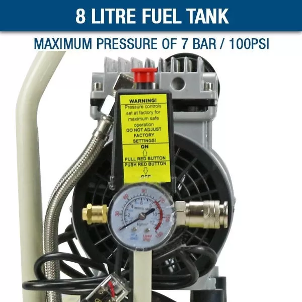 Hyundai 550W 8L Oil Free Low Noise Portable Air Compressor 4CFM 100psi Direct Drive