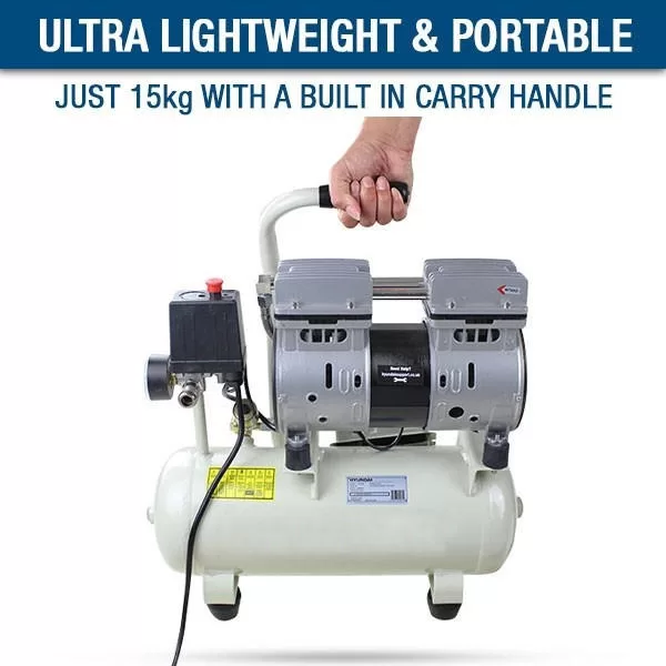 Hyundai 550W 8L Oil Free Low Noise Portable Air Compressor 4CFM 100psi Direct Drive