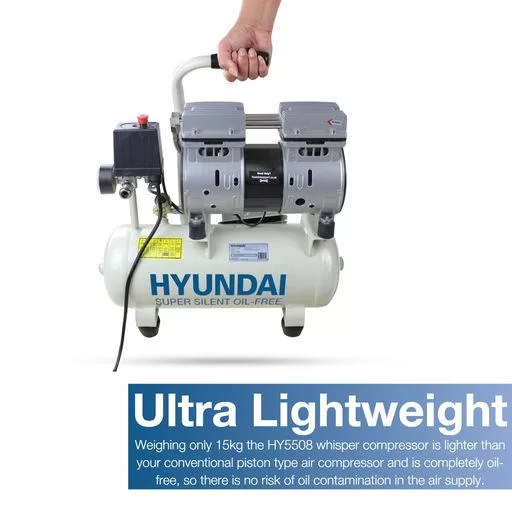 Hyundai 550W 8L Oil Free Low Noise Portable Air Compressor 4CFM 100psi Direct Drive