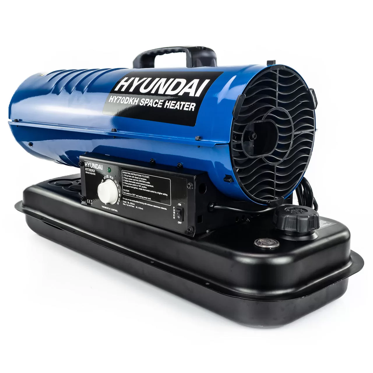 Hyundai 70,000BTU / 20kW Diesel or Kerosene Space Heater, 496m3 Coverage, Thermostat