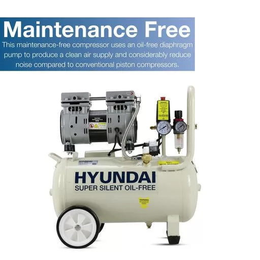 Hyundai 750W 24L Oil Free Low Noise Portable Air Compressor 5.2CFM 118psi Direct Drive