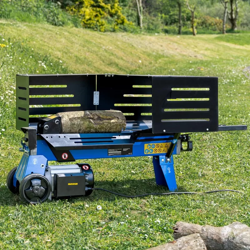 Hyundai 7 Tonne Horizontal Electric Log Splitter with Hydraulic Ram, Steel Protection Cage 520mm