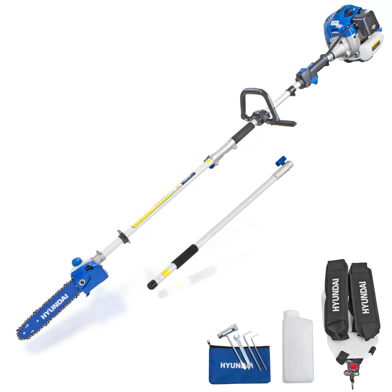 Hyundai 52cc Petrol Pole Saw Pruner Chainsaw 2.7m Long Reach 260mm Cutting Width
