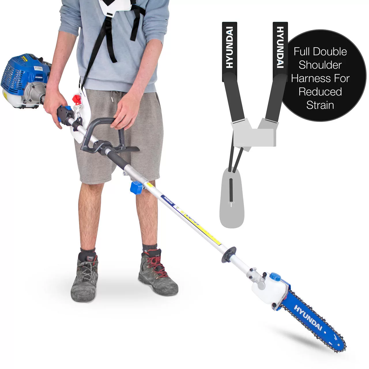 Hyundai 52cc Petrol Pole Saw Pruner Chainsaw 2.7m Long Reach 260mm Cutting Width