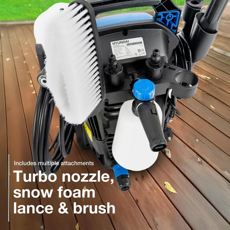 Hyundai 1740psi Electric Pressure Washer, 7.1L/min, 1600W Motor with Hose & Attachments
