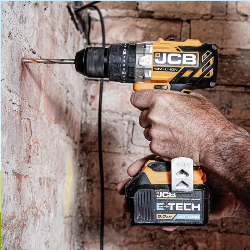 JCB 18V 65Nm Brushless, Variable Speed Combi Drill with 5.0Ah Li-ion Battery & 2.4A Charger