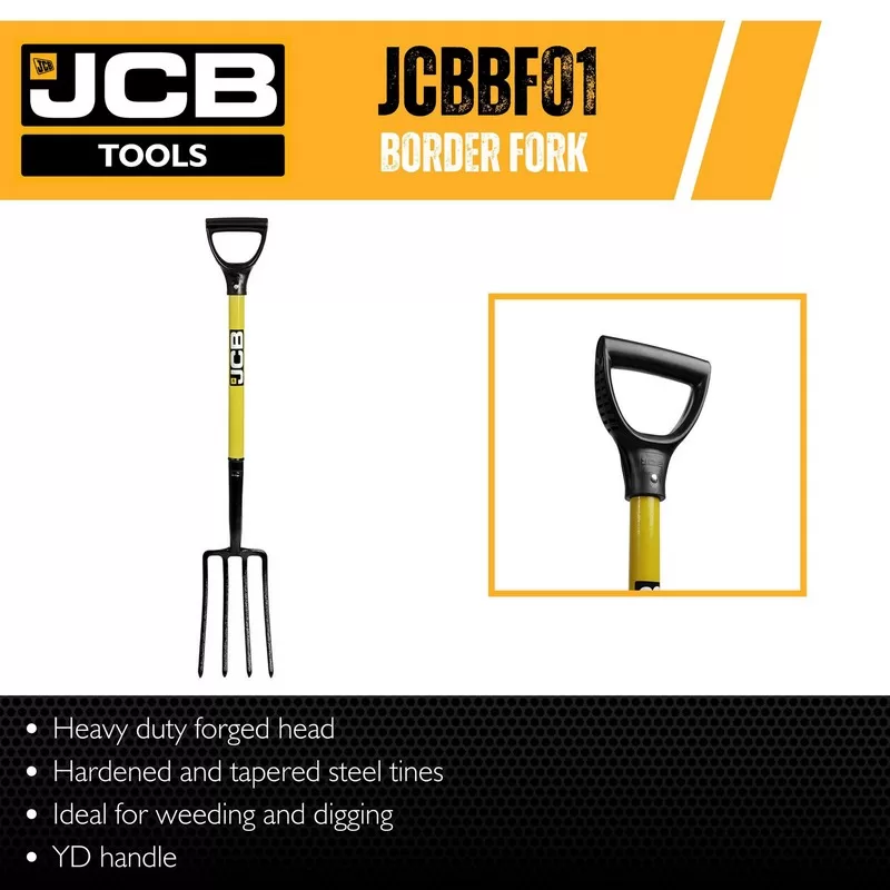 JCB Professional Border Fork High Carbon Steel 4 Prong Head