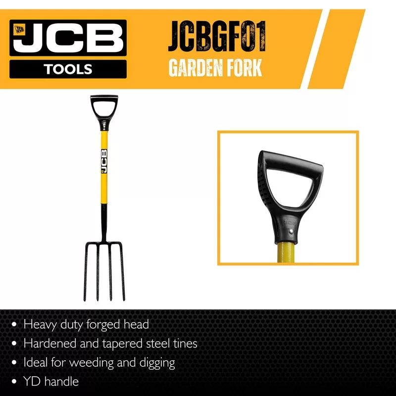 JCB 4 Prong Professional Garden Fork, 195 x 290mm Blade