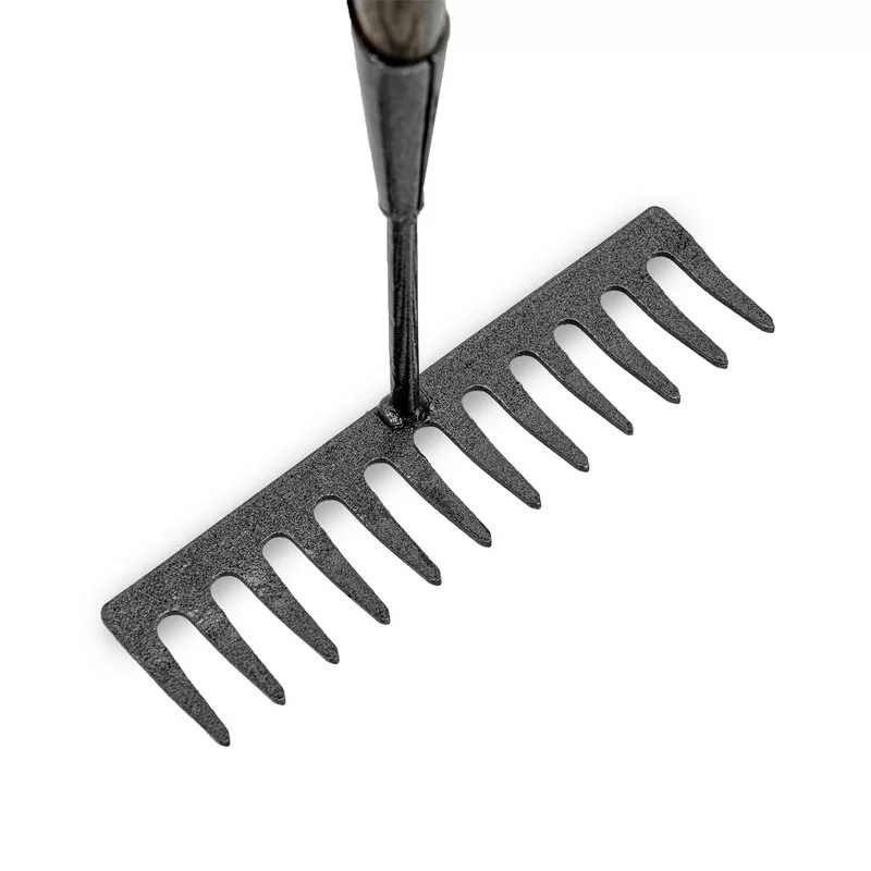 JCB 12 Teeth Heritage Garden Rake, Heavy-duty Carbon Steel and Ash Wood Shaft